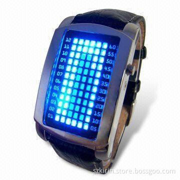 Alloy Case/Bracelet and Stainless Steel Back/Buckle, Bonding LED Movement with 2pcs Japan Battery